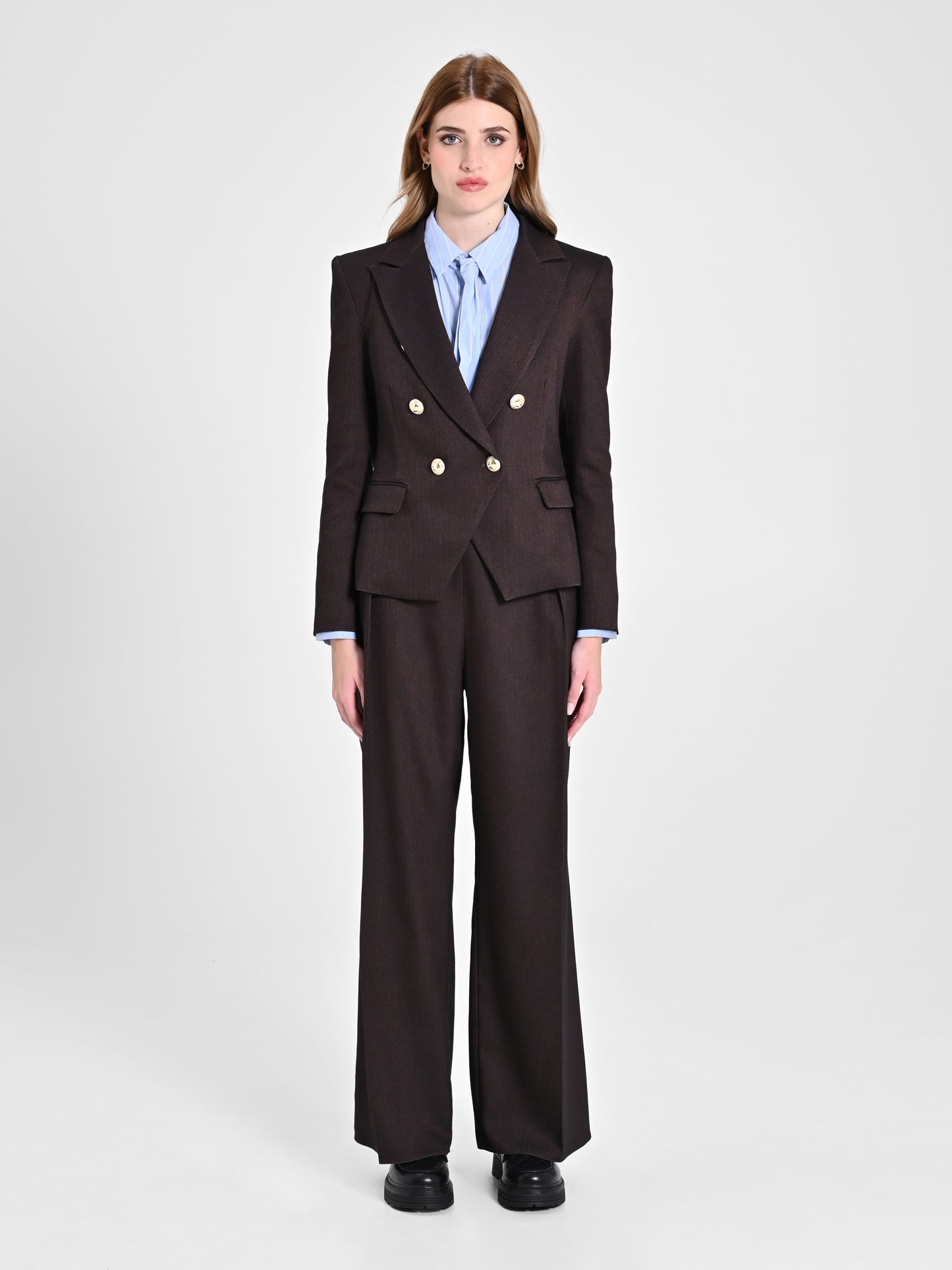 3pcs/Set Brown Suit Jacket, Vest And Pants