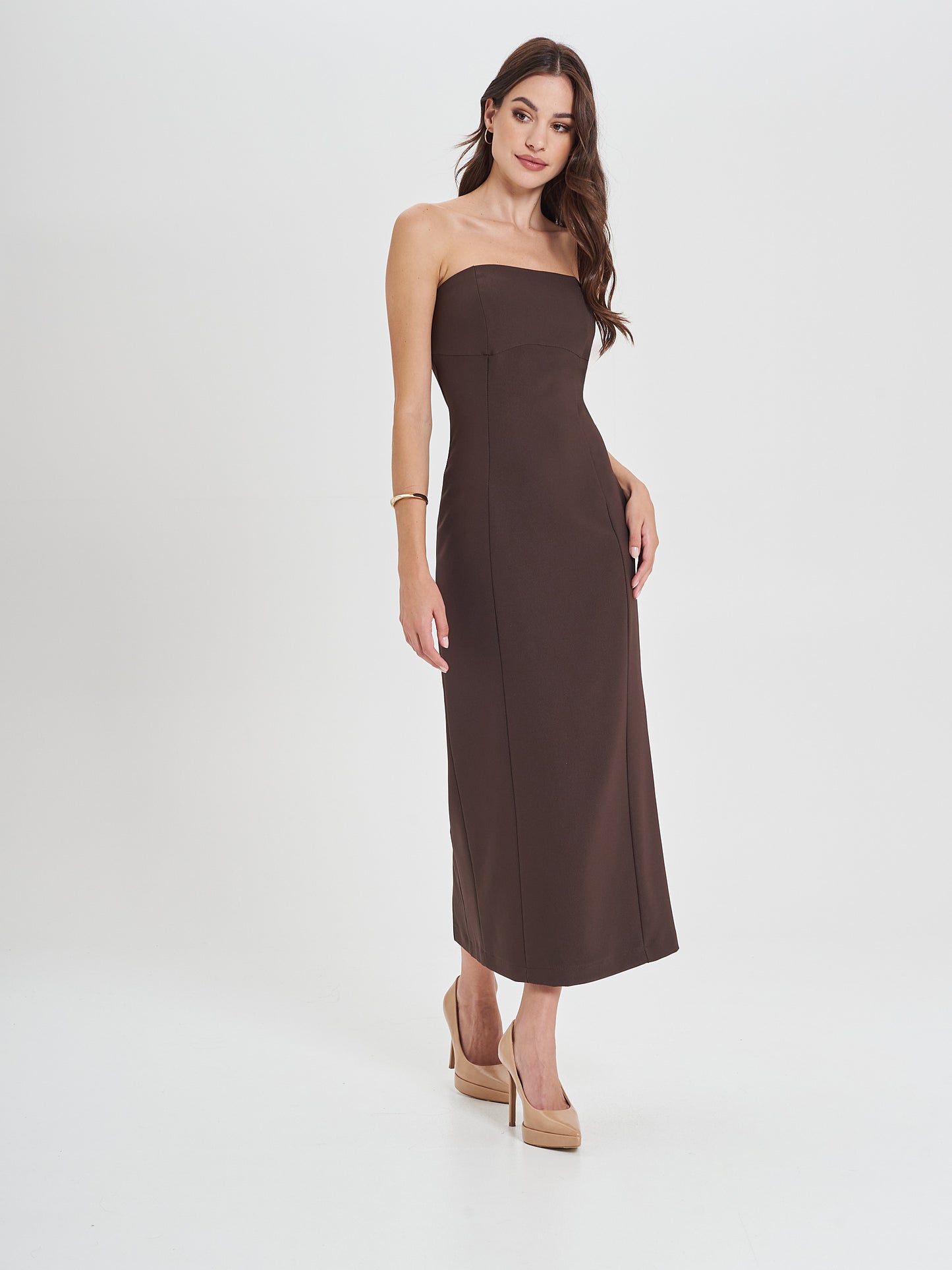 Strapless Dress with Back Slit