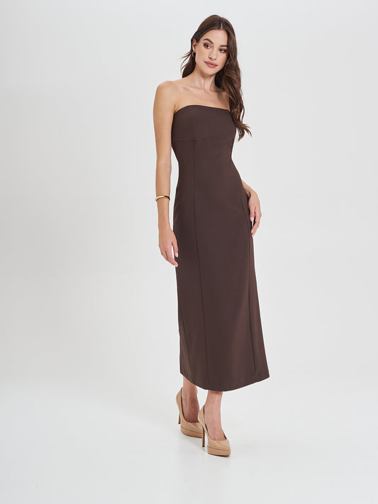 Strapless Dress with Back Slit