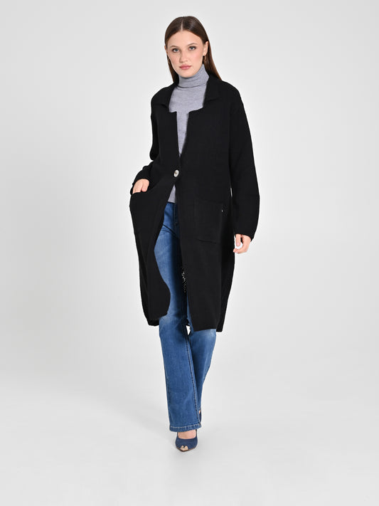 Black Wool Cardigan