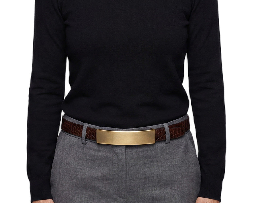 Leather belt with buckle