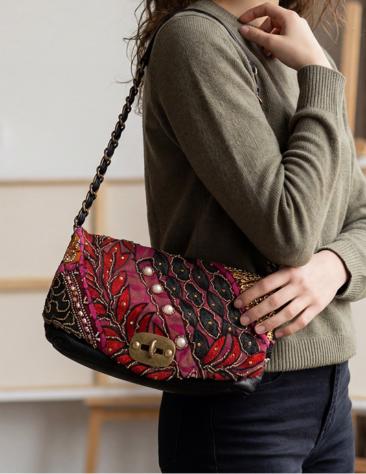 Stylish Red Leather Shoulder Bag